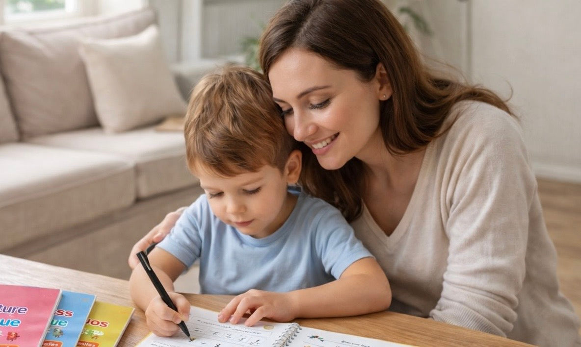 Lot de 4 Cahiers d'écriture magiques pour enfants de 3 à 8 ans, réutilisable.