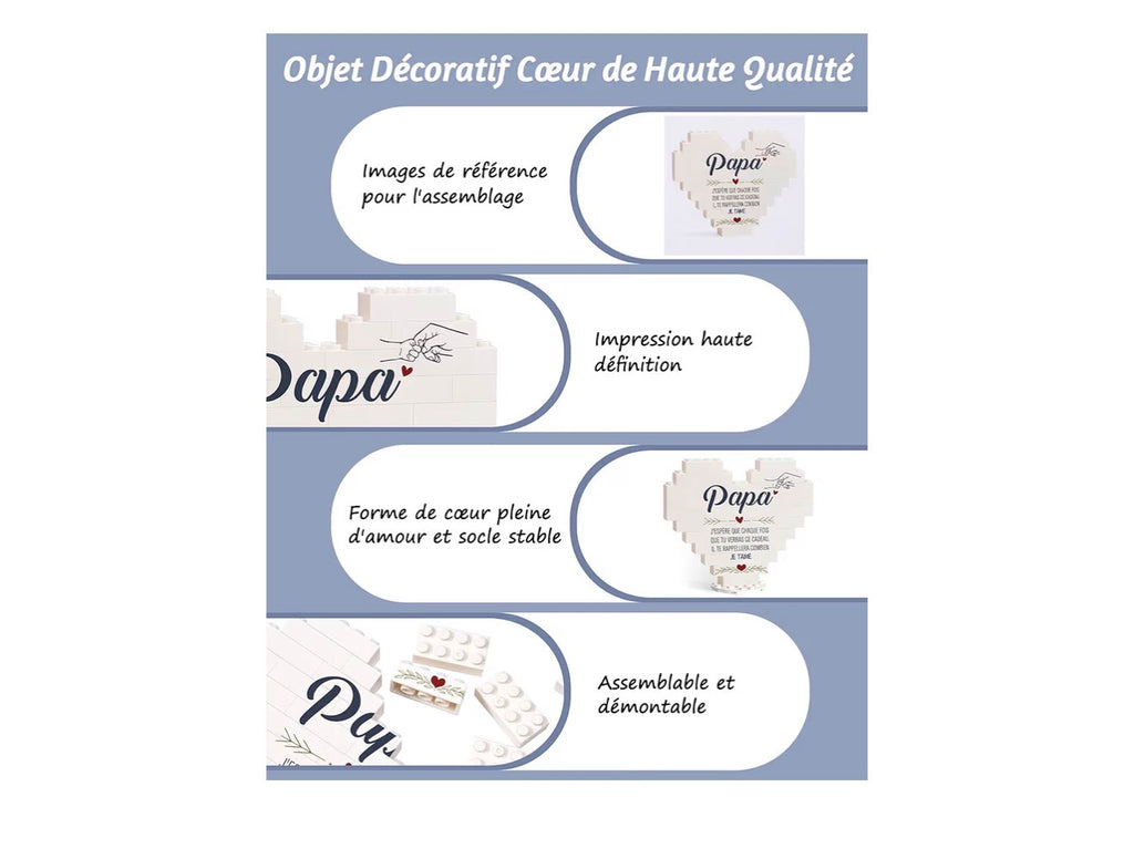 Coeur Papa - Cadeau unique pour la fête des pères