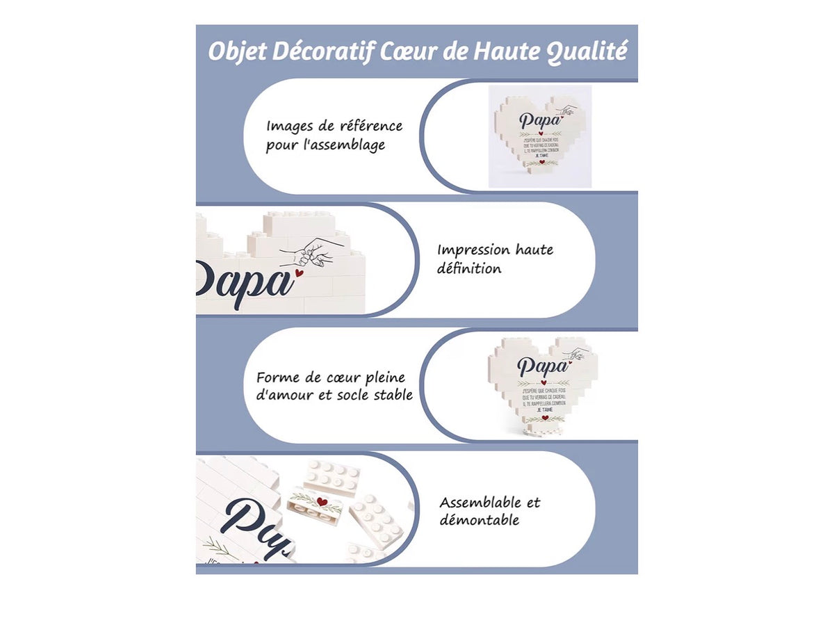 Coeur Papa - Cadeau unique pour la fête des pères