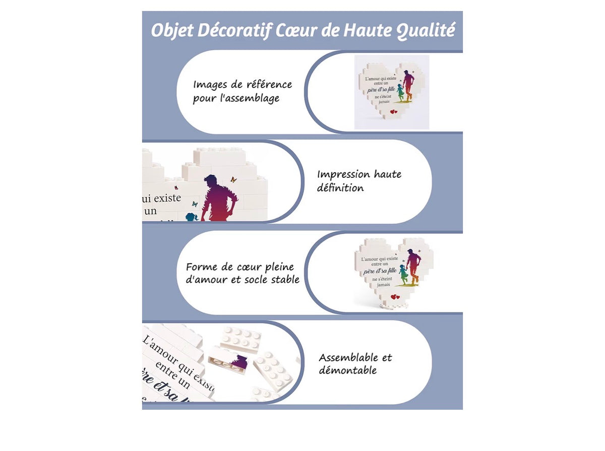 Coeur Papa - Cadeau unique pour la fête des pères