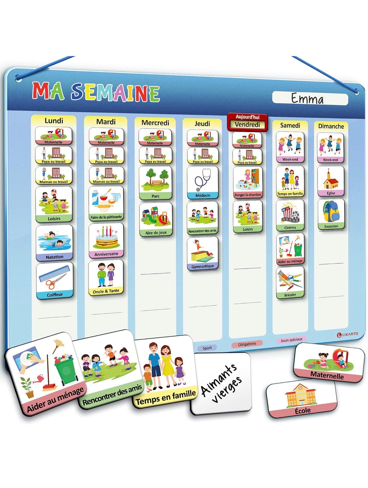 Planning de Semaine Magnétique Enfant – Apprendre à s’Organiser en S’Amusant
