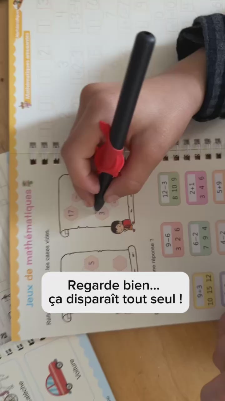 Lot de 4 Cahiers d'écriture magiques pour enfants de 3 à 8 ans, réutilisable.